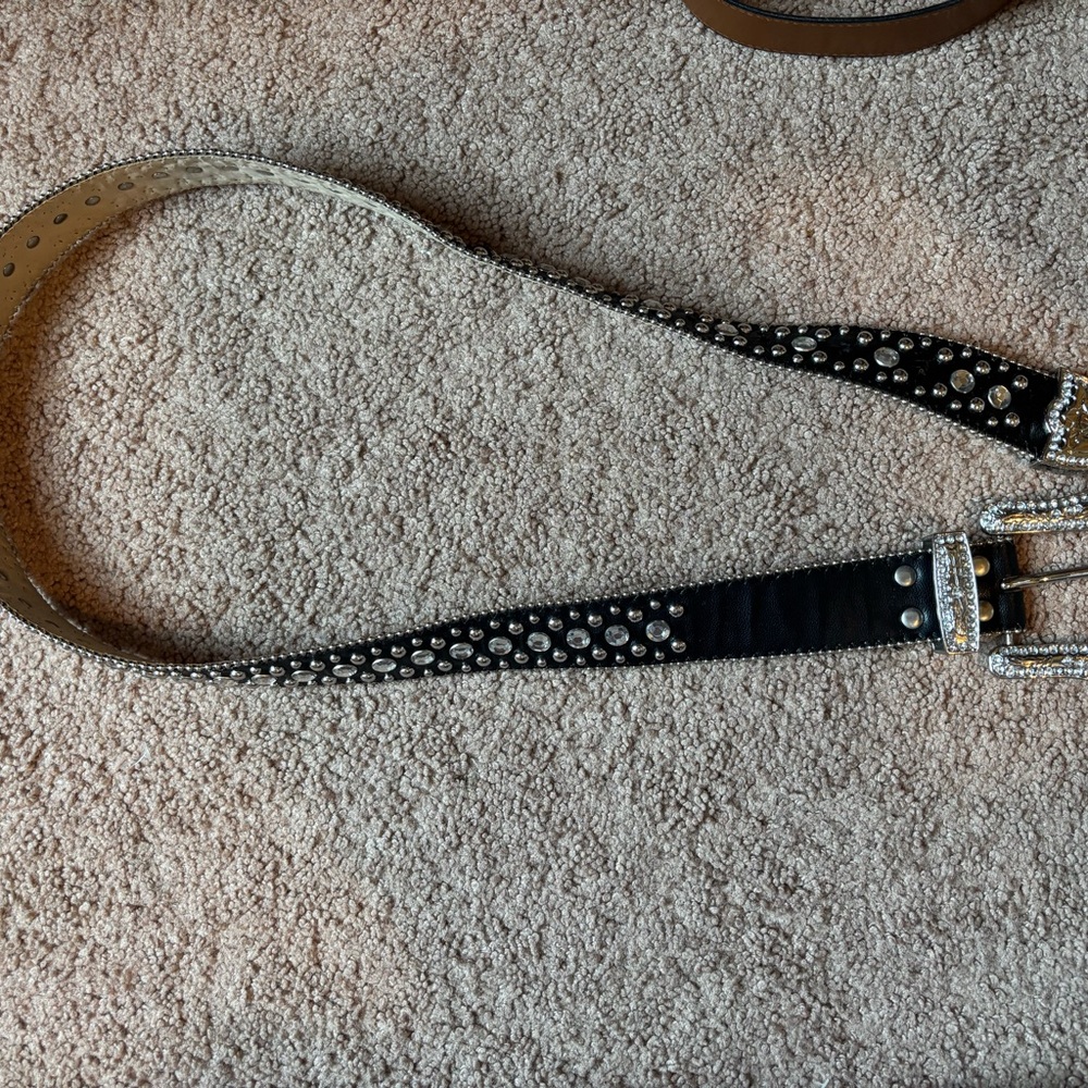 Glamorous Black and Silver Studded Belt
